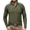 thumbnail image 5 of Fmbrln Mens Workout Shirts Fashion Casual Turndown Collar Button Long Sleeve Solid Color Tops Gym Athletic Shirts Army Green XL, 5 of 5