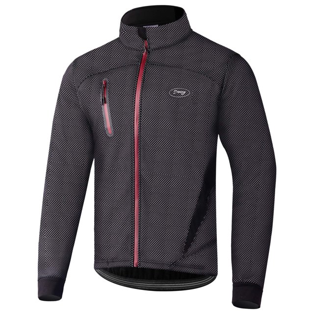 Lipport Mens Cycling Bike Jacket Winter Thermal Running Mountain Biking Jacket Windproof Breathable Reflective Softshell Coat(Black,L)