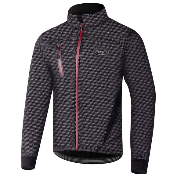 Lipport Mens Cycling Bike Jacket Winter Thermal Running Mountain Biking Jacket Windproof Breathable Reflective Softshell Coat(Black,2XL)