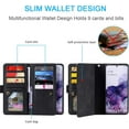 thumbnail image 2 of Wallet Phone Case for Samsung Galaxy S9 Plus, Retro Matte 9 Card Slots Holder Zipper Pocket Case PU Leather Magnetic Closure Kickstand with Wrist Strap Shockproof Folio Flip Case - Black, 2 of 14