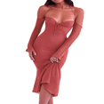 thumbnail image 3 of Femmes Élégante Robe Licol Sangle Basse Coupe Solide Couleur Queue de Poisson Robes Dame Sexy Robe d'Été, 3 of 9