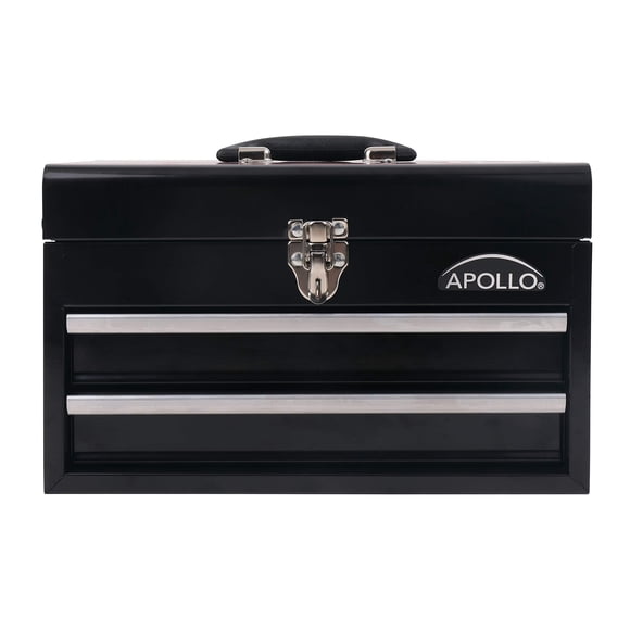 Caja de herramientas Apollo Tools de acero de 35 cm con 2 cajones negra DT5010