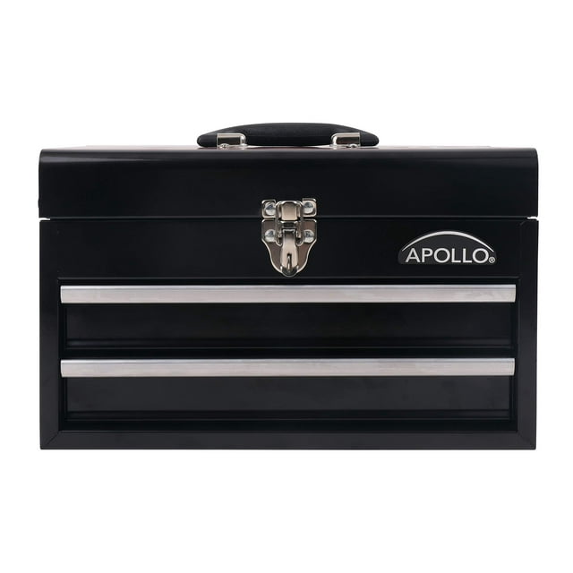 Caja de herramientas Apollo Tools de acero de 35 cm con 2 cajones negra DT5010