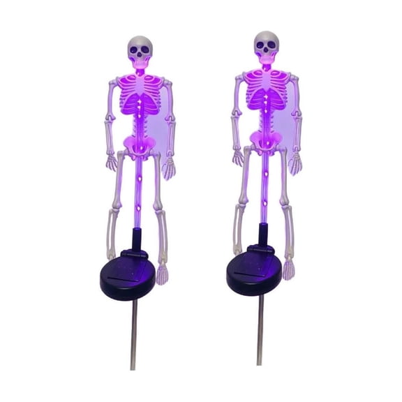 Halloween Solar-Powered Skeleton Stand Light Outdoor Ground Insert, Halloween Themed Garden Stakes