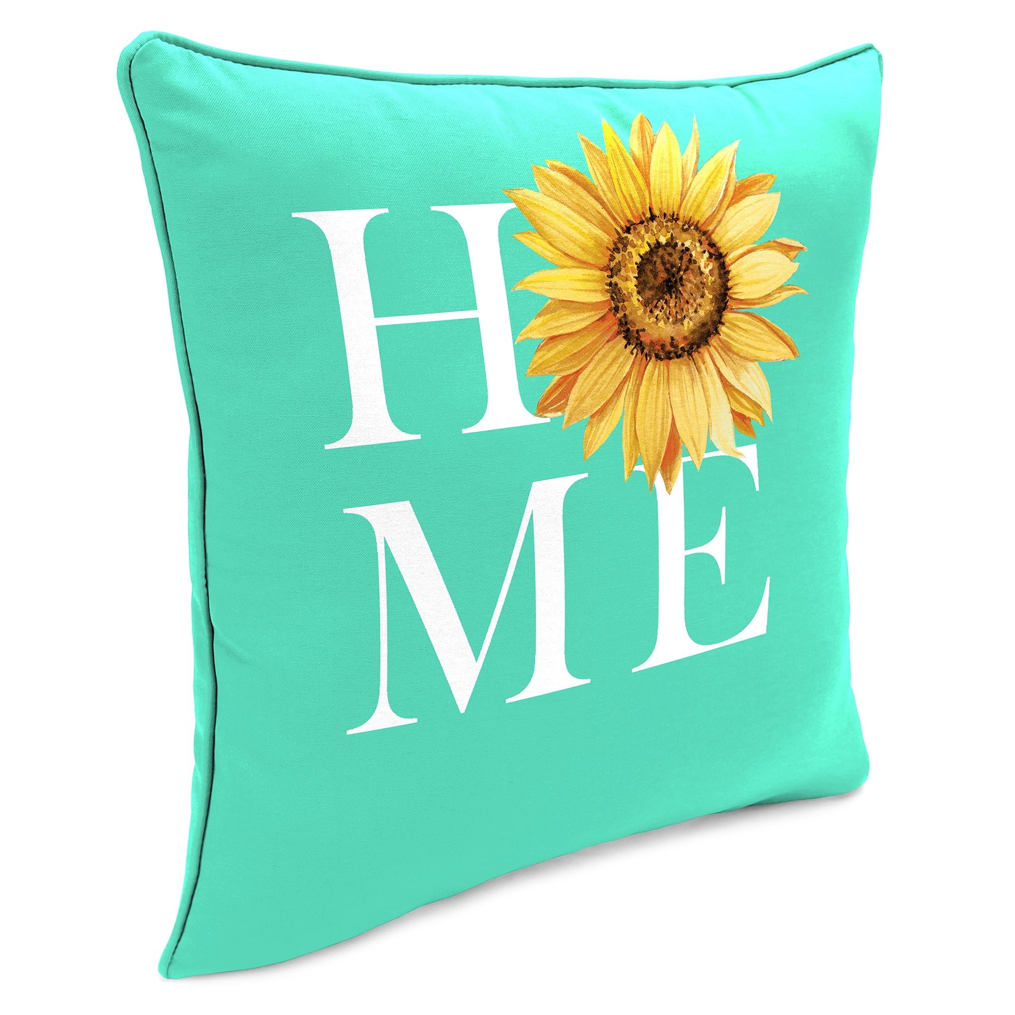Mainstays Home Sunflower Reversible Outdoor Throw Pillow, 16", Turquoise Novelty and Floral