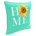 thumbnail image 4 of Jordan Manufacturing 16" x 16" Home Sunflower Turquoise Novelty and Floral Reversible Square Outdoor Throw Pillow with Welt, 4 of 11