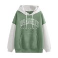 thumbnail image 4 of Bmisegm Sweat à Capuche pour Femmes Imprimé Lettre Manches Longues Pull Décontracté Vert L, 4 of 4