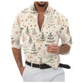 thumbnail image 3 of Camisa informal de manga larga con botones para hombre, con estampado 3D de muñeco de nieve navideño, para exteriores, ropa para hombre, día de Navidad 2024, 3 of 5