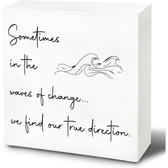Zomyto 5x5 inches Ocean Room Decor, Beachy Room Decor, Coastal House Decor, Sometimes in the Waves of Change We Find Our True Direction Beach Wooden Box Sign