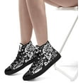 thumbnail image 5 of Skull High Top Canvas Sneakers for Men Women, Gothic Floral Print Streetwear Casual Fashion Skate Shoes, 5 of 7