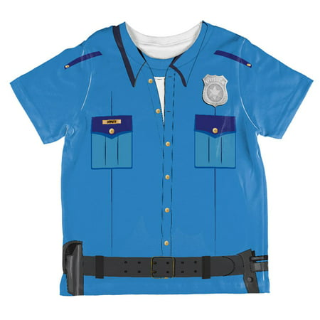 Halloween Patrol Blue Police Officer Costume All Over Toddler T Shirt Multi
