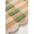 thumbnail image 3 of Handmade Wool Area Rug with Scalloped Edges, Modern Geometric Checkered Pattern, Soft Thick Carpet for Living Room Bedroom Kids Room, 9x12 ft, Green, 3 of 4