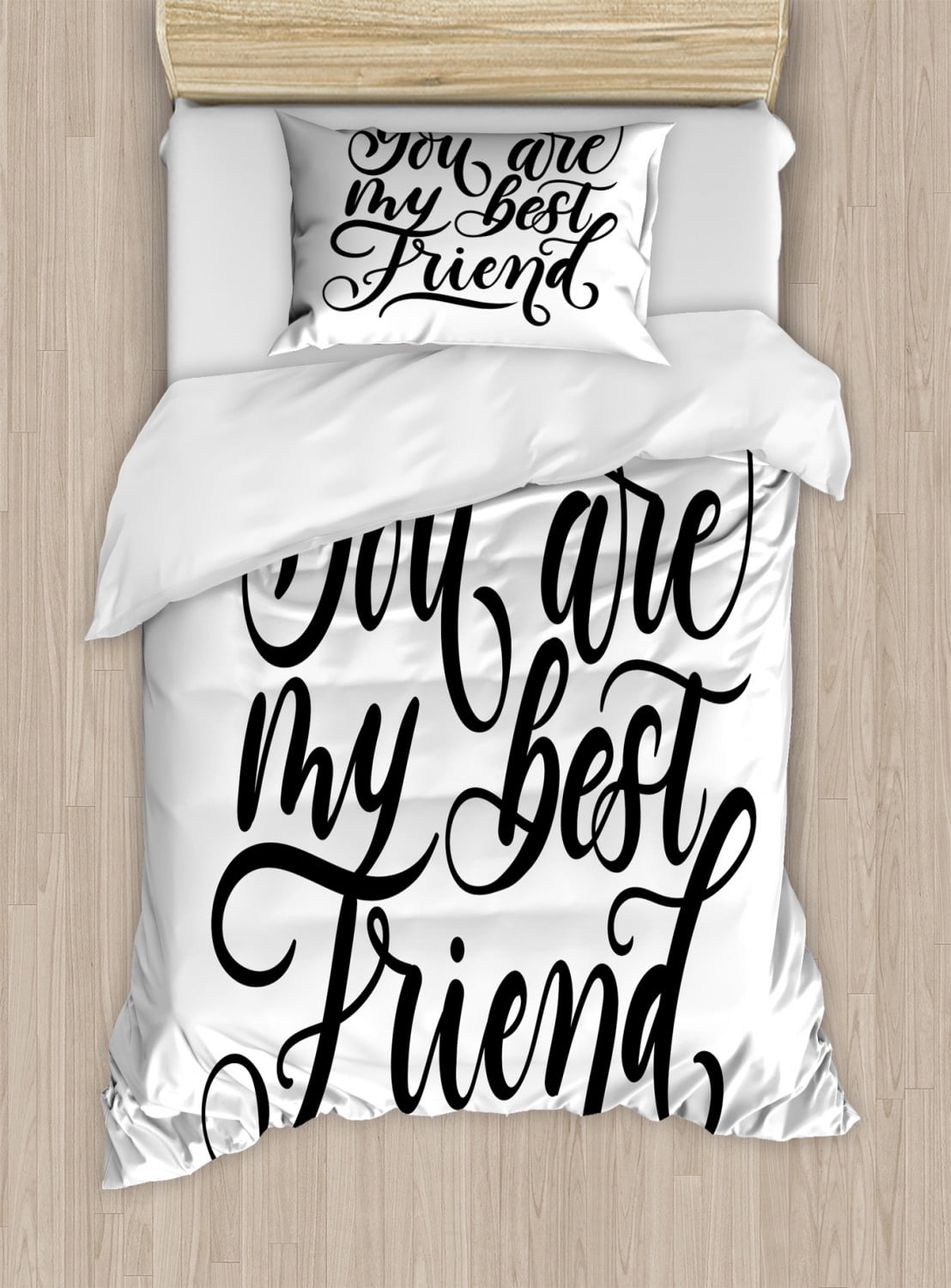 Best Friend Duvet Cover Set Twin Size, You Are My Best Friend Cursive