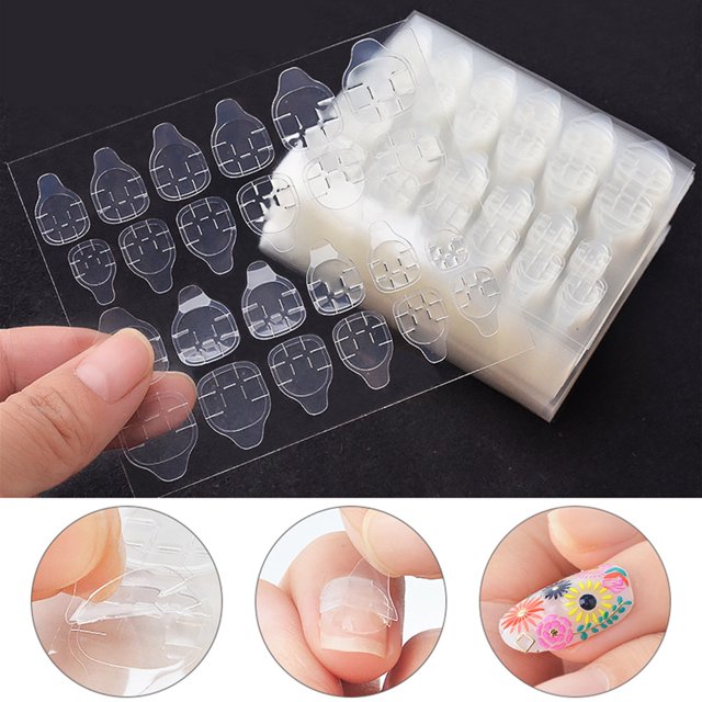 Uñas postizas de doble cara, 10 piezas/juego, cinta adhesiva de doble cara para uñas postizas, acabado de lujo