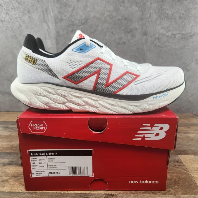 New Balance Fresh Foam X 880v14 Sz 12 Mens White Neo Flame Running Shoes