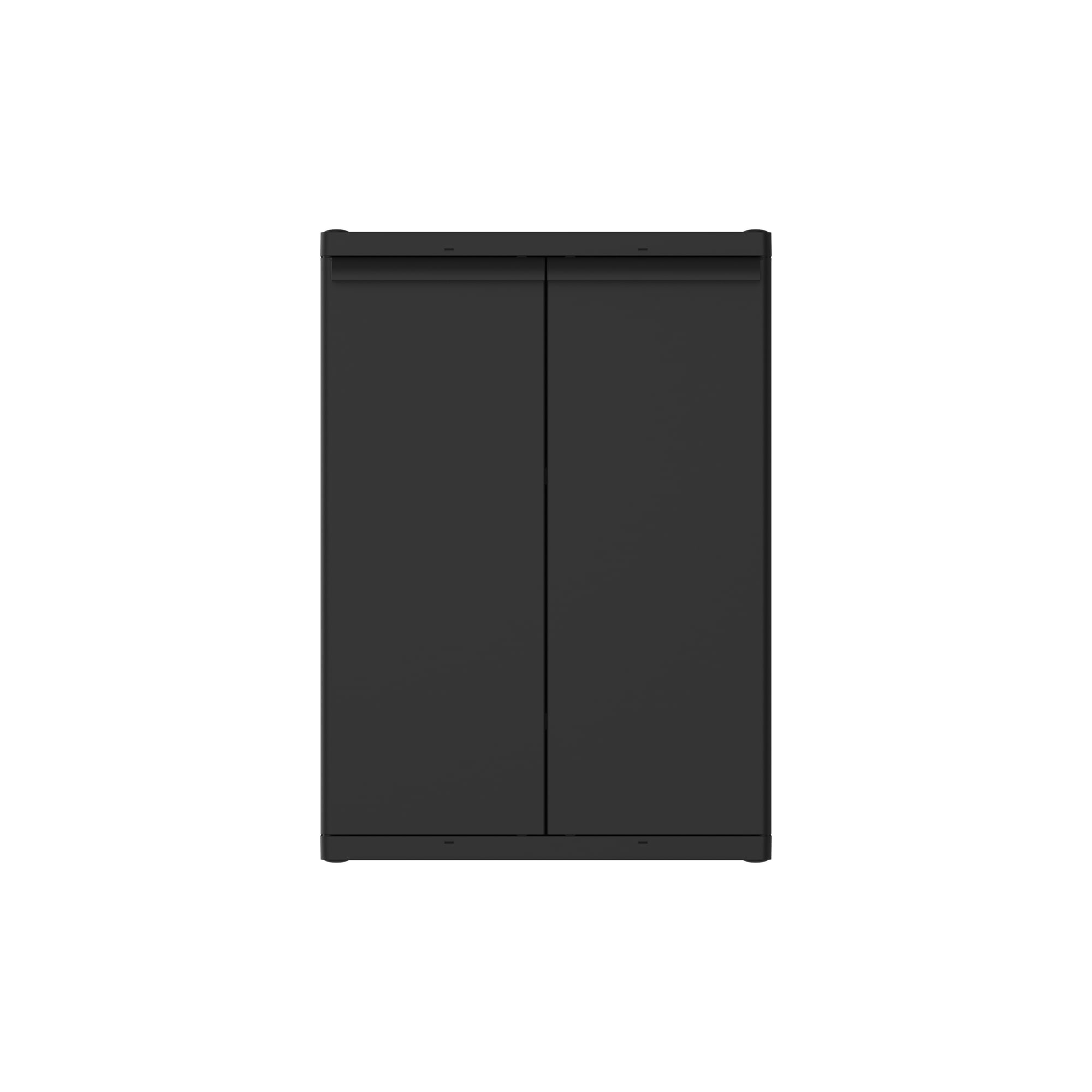 Hyper Tough Plastic Garage Cabinet, 2 Shelves, 18.5 in D x 25.47 in W x 35.43 in H, Black Finish