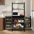 thumbnail image 2 of Casendy Kitchen Pantry with Microwave Stand and Storage Shelves, Farmhouse Kitchen Cupboard with Adjustable Shelves, Kitchen Buffet Cabinet with Door for Dining Room, Gray, 2 of 7