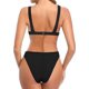 thumbnail image 2 of Bikini Triangular con Tirantes Gruesos en V Profundo para Mujer Trajes de baño de 2 Piezas con Fondo bajo Negro XL Negro XL Xishao ropa, 2 of 2