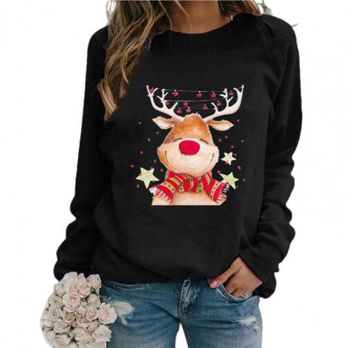 Sudadera informal con estampado de estrellas y ciervos, Jersey ligero y grueso, amigable con la piel, moda navideña