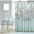thumbnail image 4 of Trees Shower Curtain Autumn Forest with Birds Flying Above Bathroom Curtain Cool Color Fabric Home Decor with Hooks 72"×72" Inches Teal Brown, 4 of 6