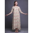thumbnail image 3 of Bimba Robe de Nuit Maxi Blanche à Feuilles Florales et Oeillets pour Femmes, Été, Imprimée, Très Très Grande, 3 of 5