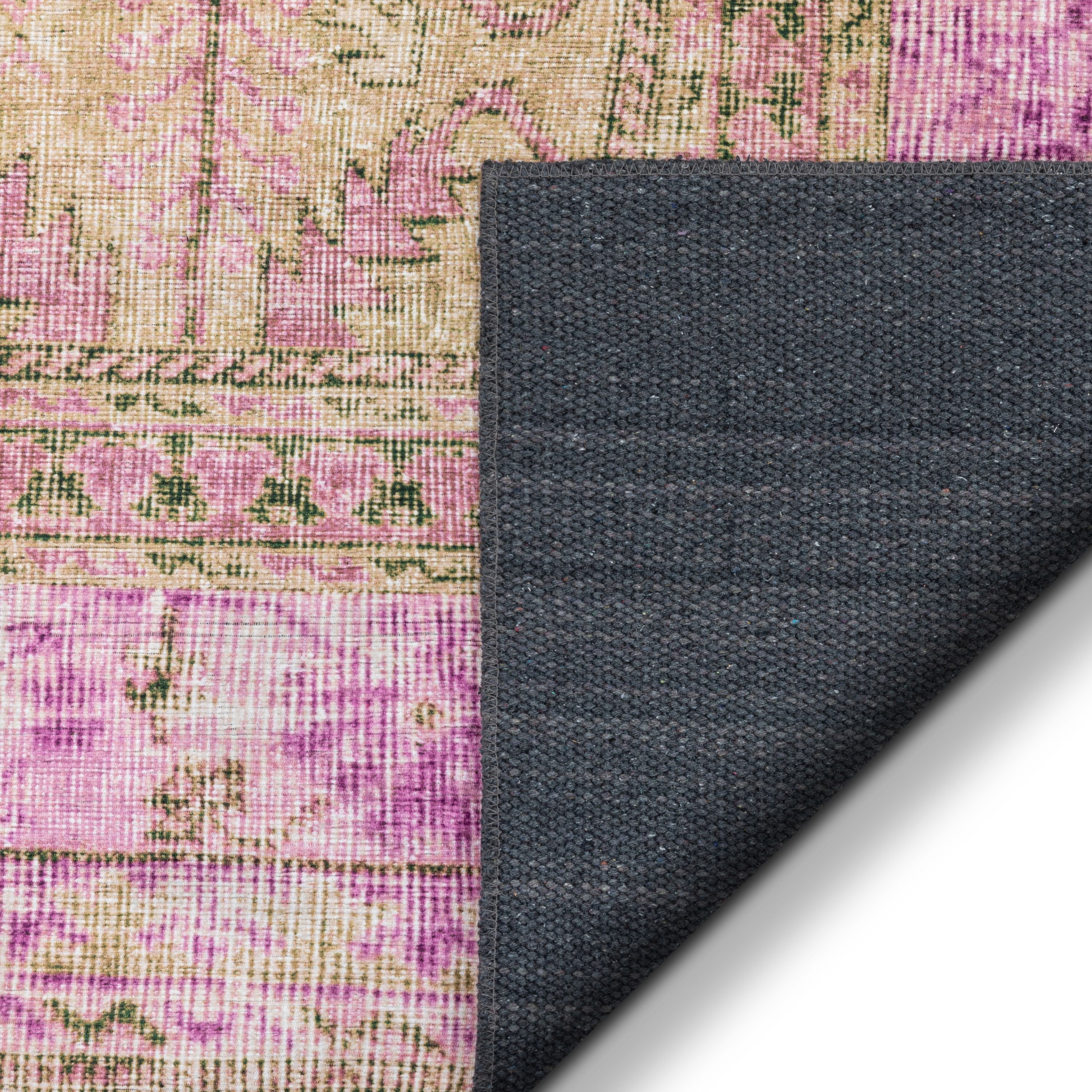 Well Woven Nile Gila Vintage Bohemian Medallion Botanical Border Pink 7'7" x 9'6" Machine Washable Flat-Weave Area Rug