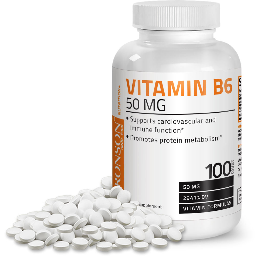Bronson Vitamin B6 50 mg, 100 Tablets