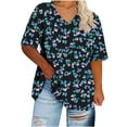 thumbnail image 4 of KeFaWanJu Women's Plus Size Printed Tshirts V-Neck Tee Shirts Short Sleeve Casual Loose Tees Tops, 4 of 5