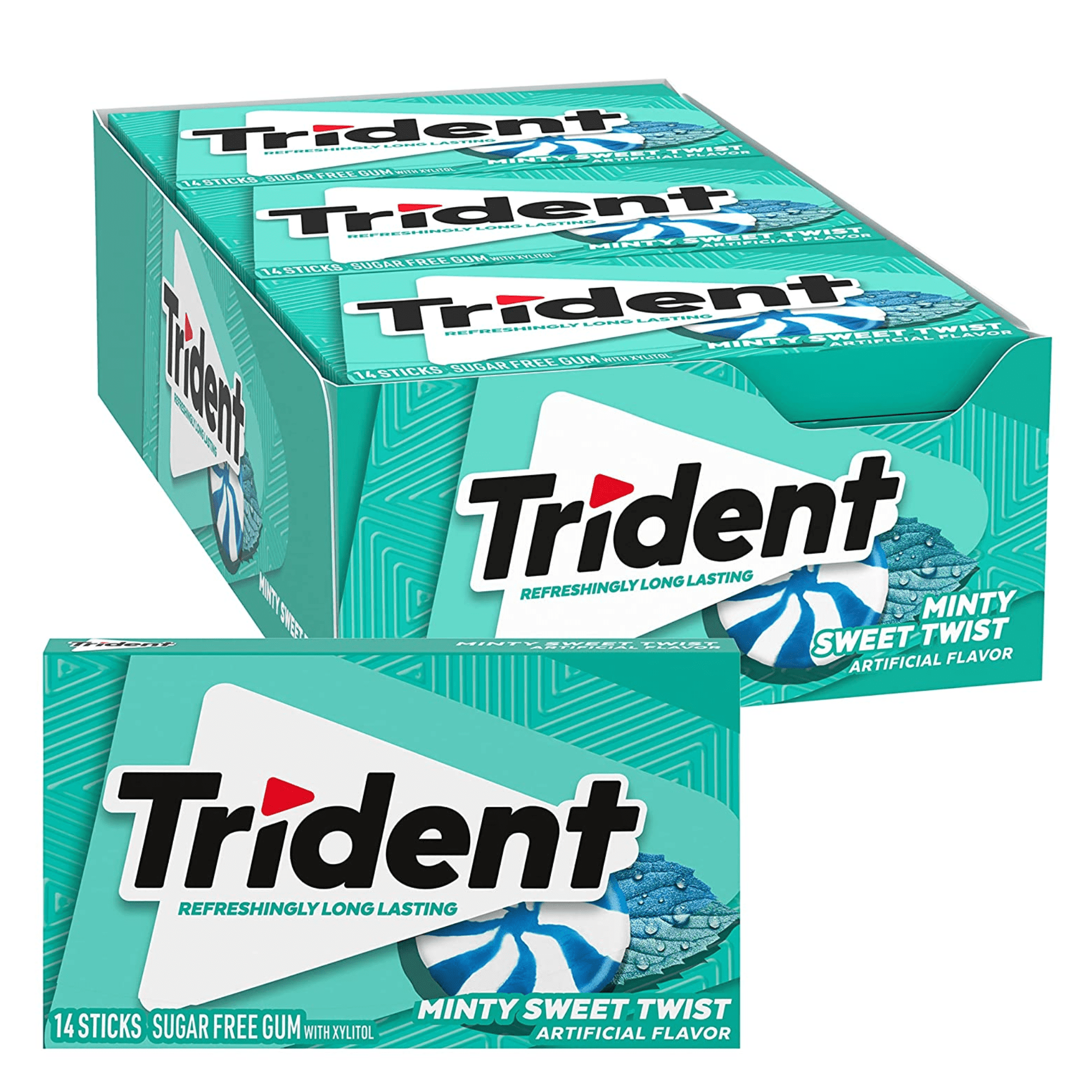 Trident Minty Sweet Twist Sugar Free Gum, 24 Packs of 28 Pieces (336 Total Pieces) DOUBLE UP DEAL