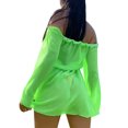 thumbnail image 3 of Qiylii Women’s Summer Perspective Bikini Smock Cover Ups Solid Color Boat Neck Short Beach Dress Swimsuit, 3 of 9