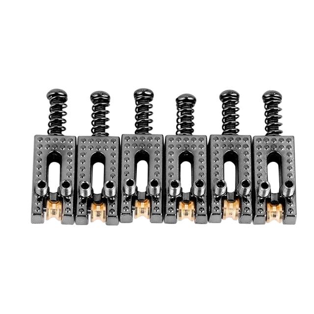 Sillines de guitarra con puente de rodillos, piezas de reparación de guitarra (negro), 6 uds.