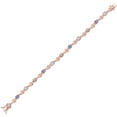 thumbnail image 2 of Gem Stone King 18K Rose Gold Plated Silver White Moissanite and Blue Tanzanite and White Lab Grown Diamond Bracelet for Women (2.37 Cttw, Gemstone Birthstone, Round 4MM, 7.5 inch), 2 of 6