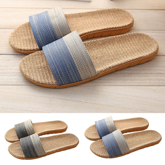 ZZwxWA Beach Slippers For Women Men Couples Slip On Stripe Flat Slides Indoor Home Slippers Causal Comfortable Beach Fashion Shoes Clearance Sales
