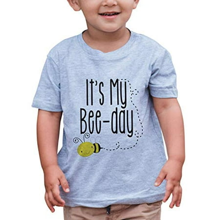 

7 ate 9 Apparel Kids Bee Birthday T-Shirt Grey