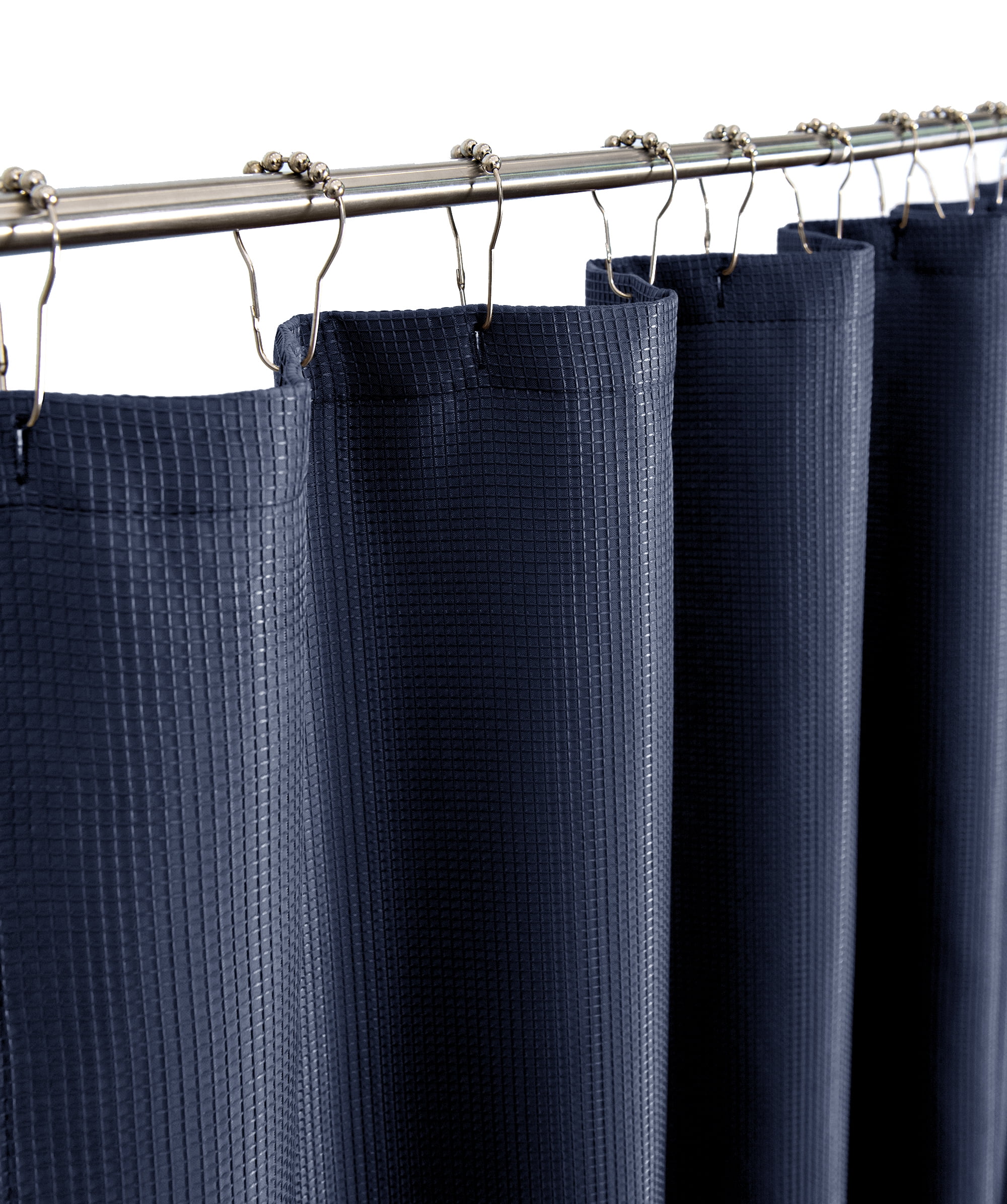 Dainty Home Hotel Collection Waffle Weave Solid Design Shower Curtain, 70 x 72 in Navy