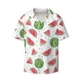 thumbnail image 2 of Lsque Hand Drawn Watermelon print Men's Cuban Collar Short Sleeve Shirt Summer Beachwear Casual Button Down Fashionable Vacation Leisure Shirt-X-Large, 2 of 7