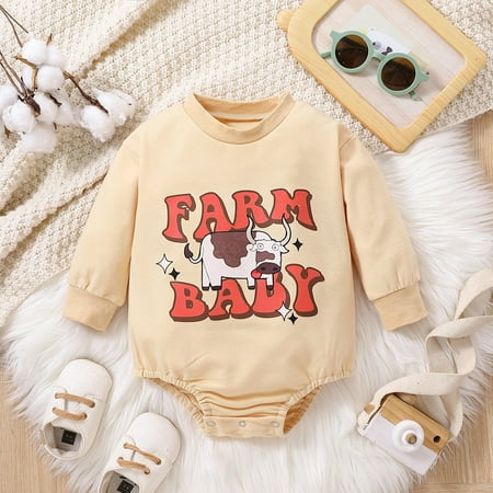 

NIUREDLTD Boys Girls Long Sleeve Winter Romper Tops Cartoon Cow Prints For Babys Clothes Outwear