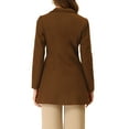 thumbnail image 3 of INSPIRE CHIC Women's Lapel Collar Buttoned Outwear Elegant Work Notch Trench Winter Coat M Brown, 3 of 6