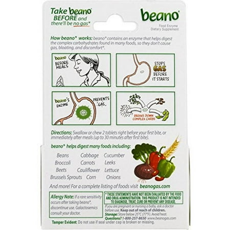 Beano Tablets- Take Beano To Help Digest Gas Causing Foods-30 Tablets Per Box-Packaging May Vary