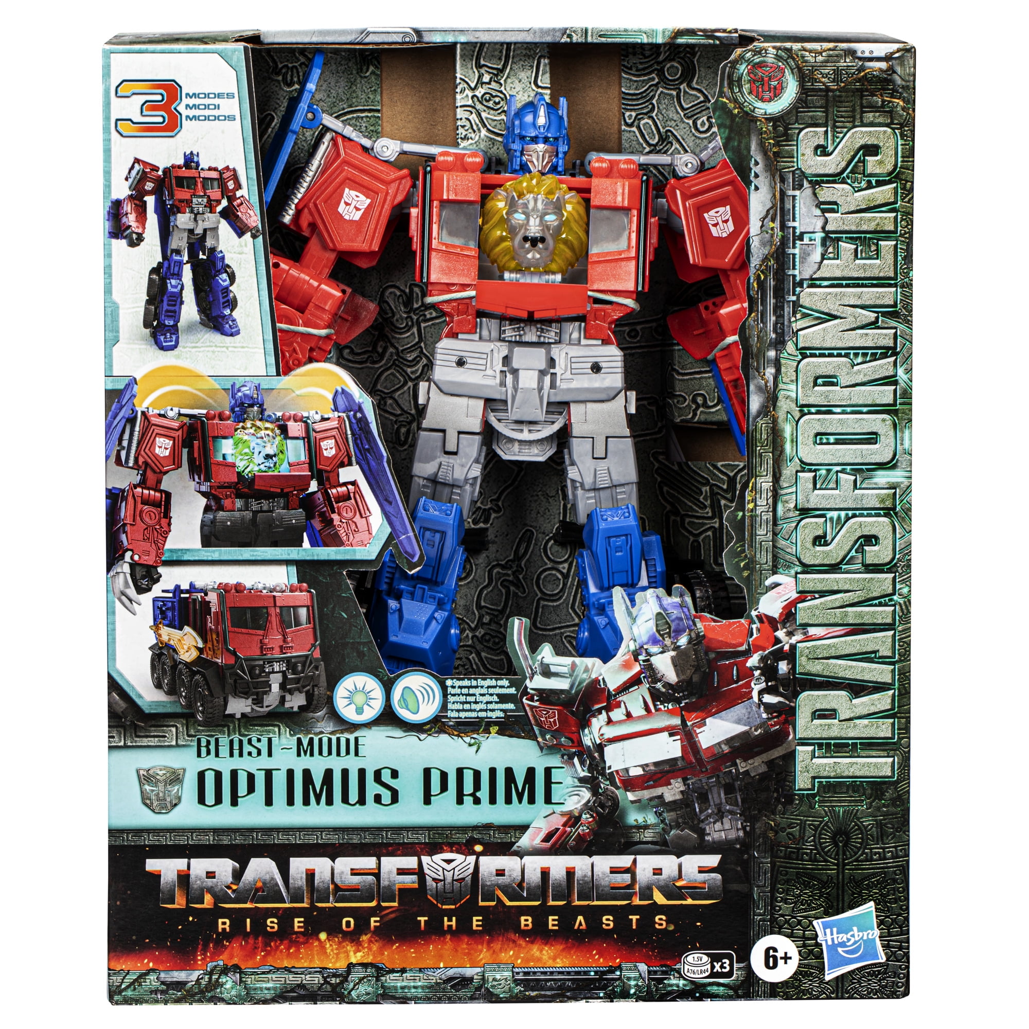 Transformers: Rise of the Beasts Movie Beast-Mode Optimus Prime Action  Figure, Ages 6+, 10-inch 