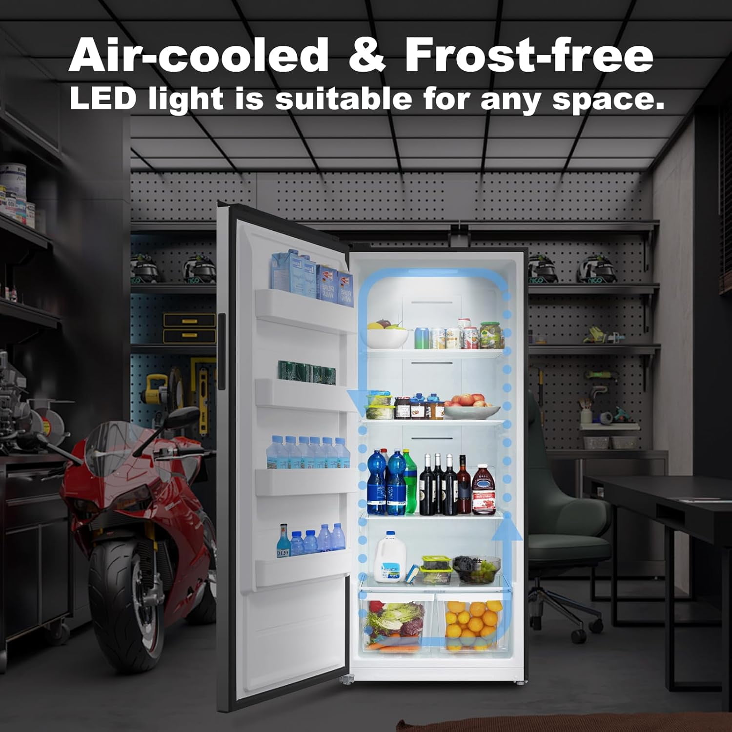 Smad 33 Inch Upright 21 Cu ft Freezer in Stainless Steel Left Door Fridge Home Garage 115V