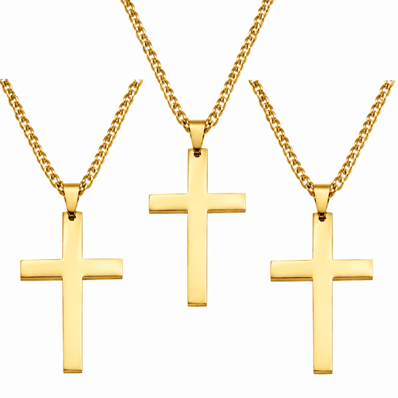 Cross Necklace, 25 Stainless Steel Mens Cross Pendant Chain Necklace for Men Women Catholic & Christian Religious Jewelry Gift