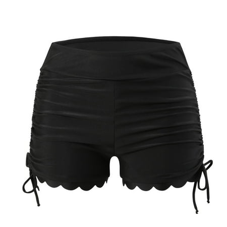 YanHoo Women s Bikini Bottom Swim Shorts High Waisted Scalloped Hem Bathing Swimwear Tummy Control Ruched Tie Side Swim Tankini Bottom