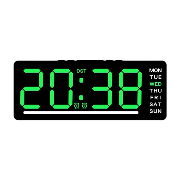 Reloj digital de pared con 2 alarmas, regalo de decoración para el hogar, reloj LED, reloj de escritorio para Número verde