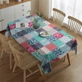 thumbnail image 2 of Blue Boho Pioneer Flower Patchwork Pattern Rectangle Tablecloth 60"x84",Waterproof Polyester Rectangle Table Cloth, Wipeable Spillproof Polyester Tablecloth for Dining, Camping, Indoor and Outdoor, 2 of 5