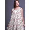 thumbnail image 2 of Bimba White15 Floral Leaves & Rose Mid Calf Nightwear Ladies Cotton Printed Sleeveless Night Gown Maxi Dress Medium, 2 of 6