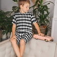 thumbnail image 4 of Fotbe Black And White Diamonds Pijama Estampada de 2 Piezas para Niños – Ropa de Dormir de Manga Corta Cómoda para Niños y Niñas, Camiseta y Shorts de Algodón-Medium, 4 of 6