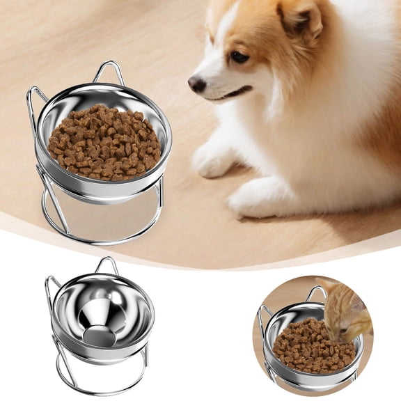 Elevated Stainless Steel Pet Bowl for Cats and Dogs Rustproof Raised Feeder with Non- Base