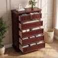 thumbnail image 2 of 48" H Tall Dressers for Bedroom 6-Drawer, Akaber Mid-Century Walnut Wood Chest of Drawers, Vintage Farmhouse Storage Organizer, 2 of 7
