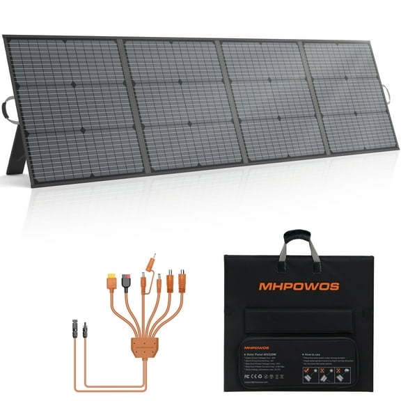 MHPOWOS 220w Folding Portable Solar Panel High Efficiency IP67 Waterproof for Off Grid RV Camping